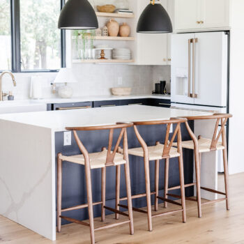 Freshly renovated white and blue kitchen